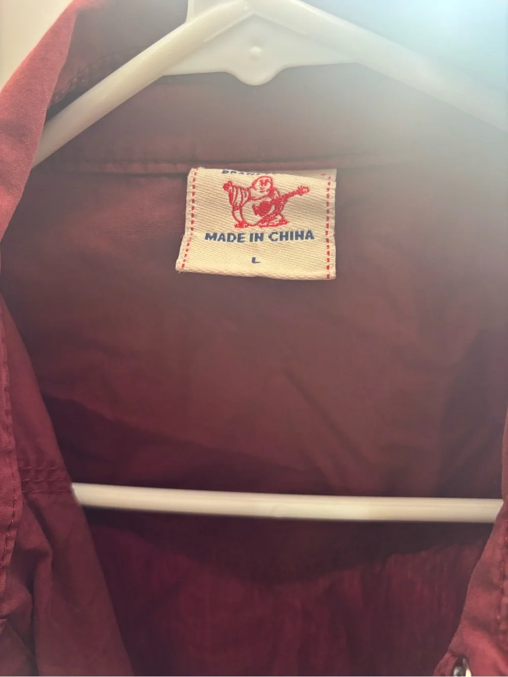 Men's Burgundy true religion Button-Up shirt